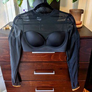 adidas Ivy Park Long Sleeve Mesh Crop Top in Black